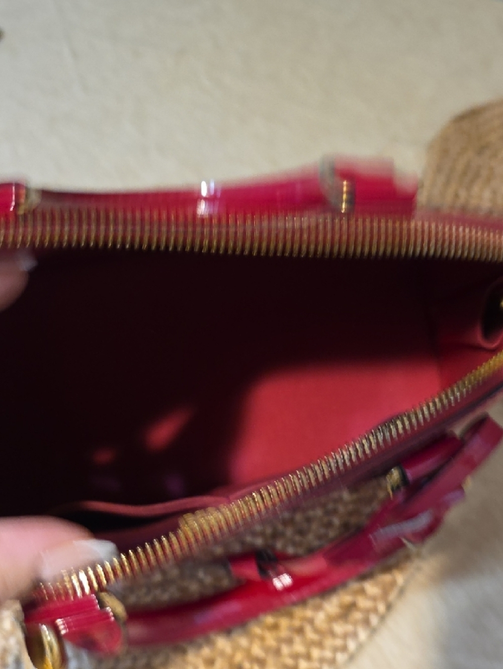 Louis Vuitton Vernis Alma BB Satchel - Deep Cherry Red - Picture 7 of 10